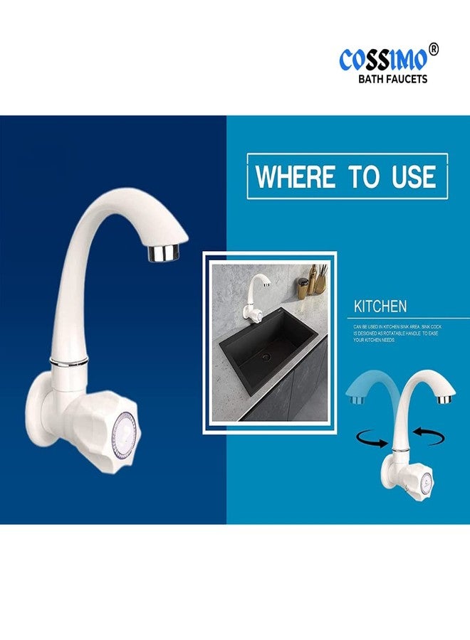 Cossimo صنبور حوض مطبخ من مادة PVC من كوسيمو مع خاصية تدفق الرغوة - عبوة من قطعة واحدة، أبيض، كروم - Image 4